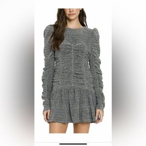 Endless Rose Metallic Silver Peplum Party Dress
